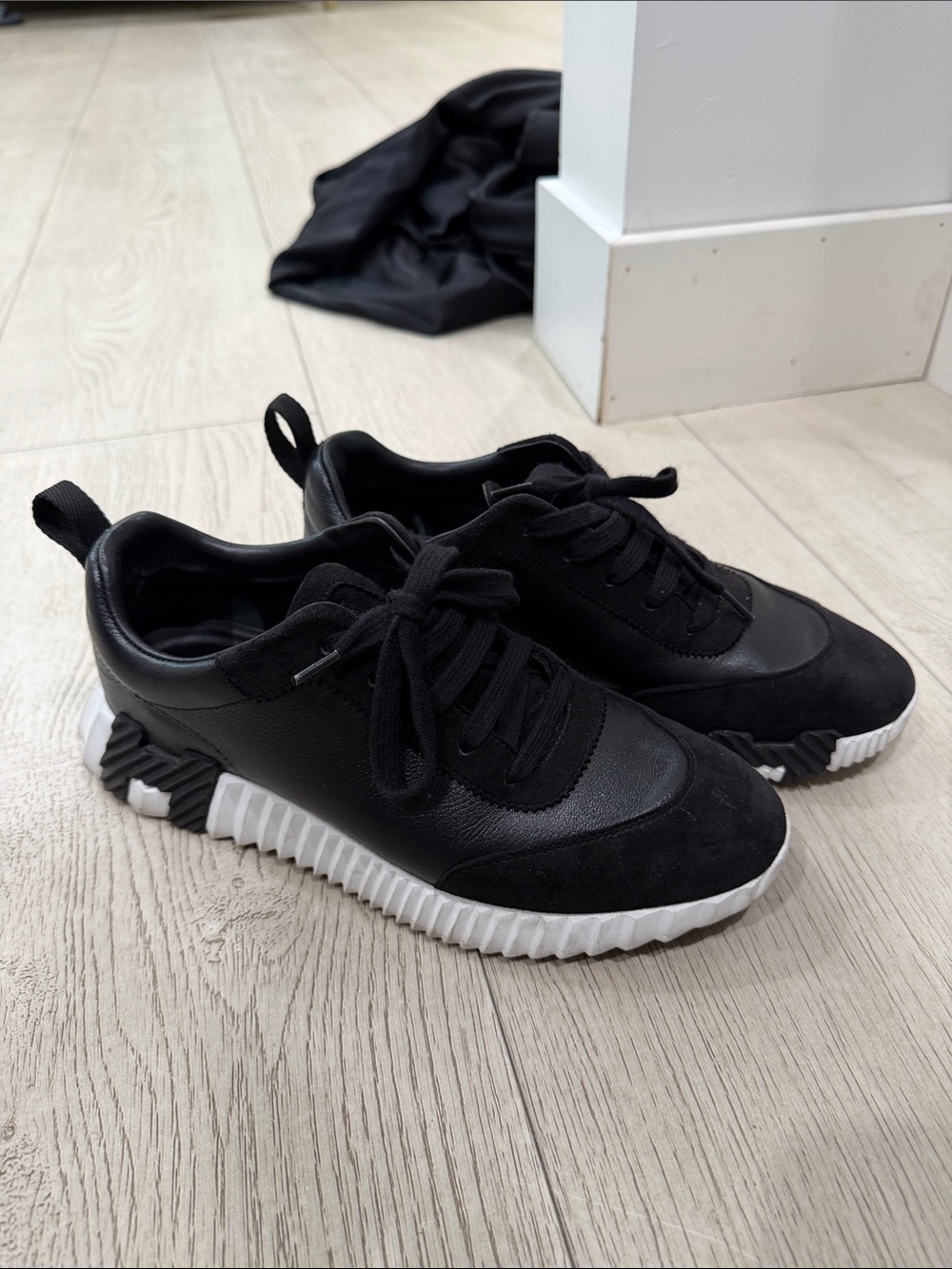 Hermes Black Sneakers with White Sole